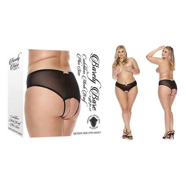 Image de CROTCHLESS MESH BRIEF BLACK PLUS SIZE